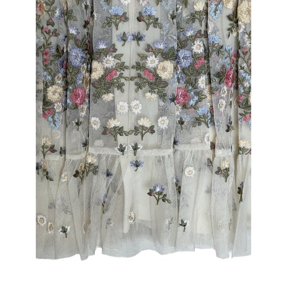 Mac Duggal Girls Dress Size 4 Pageant Heavily Embroidered Ivory Pink Floral 3153 - Picture 9 of 13